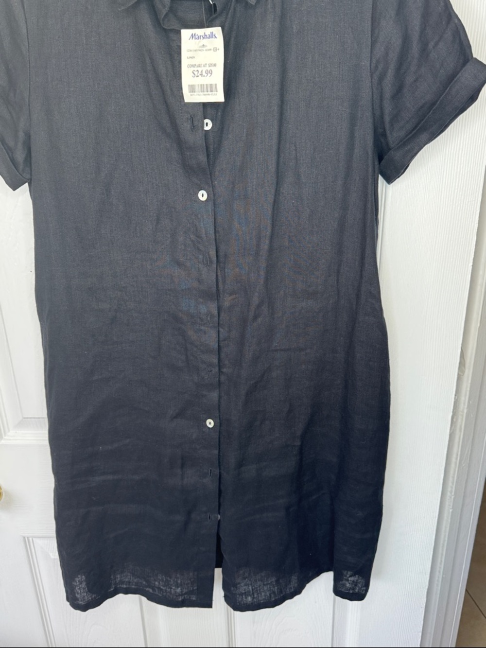 Tahari Black Short Sleeve 100% Linen Shirt Dress. Brand New with tags. Sz S - Picture 6 of 10